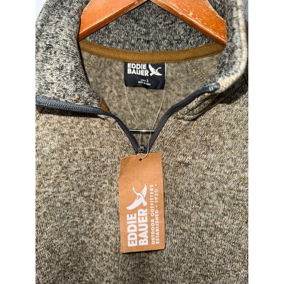 NWT Eddie Bauer Men's Quarter Zip Pullover Bronze Size Small - Picture 2 of 7